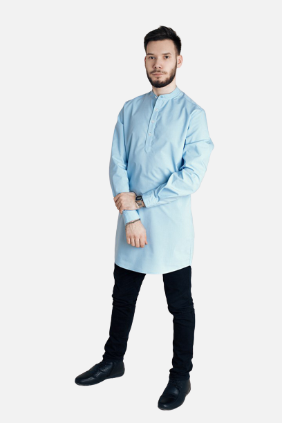 Islamic Men's shirt Prayer Long Shirt Light Blue Color