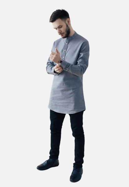 Islamic Men's shirt Prayer Long Shirt Grey Color